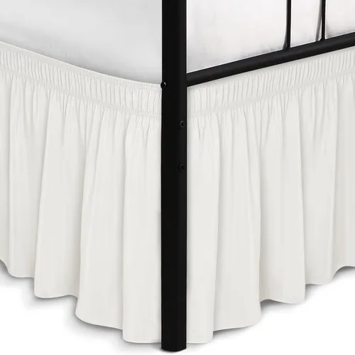 Vista 13 de Biscaynebay Faldas de cama envolventes con esquinas divididas para camas Twin/Twin XL de 15 pulgadas de caída, volantes de polvo elásticos Negro