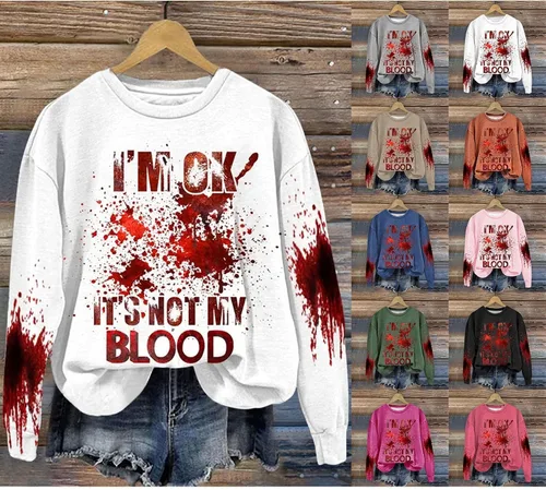 Vista 4 de JSYVPWL Sudaderas con capucha para mujer, sudadera de gran tamaño para mujer, ropa de otoño a la moda, disfraces de Halloween para mujer