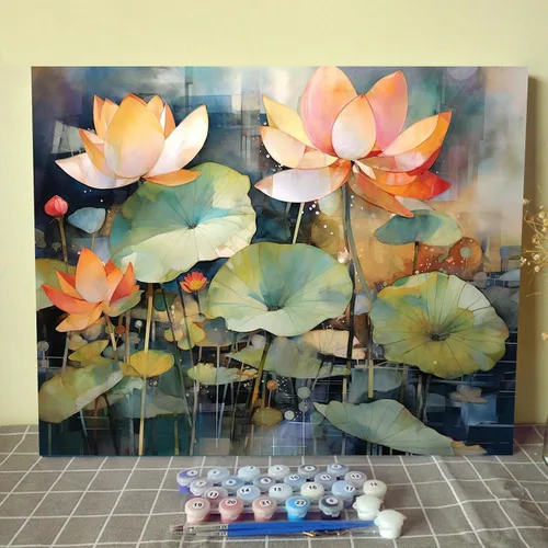 Vista 9 de Tucocoo Kits de pintura de paisaje de girasoles por números con pinceles y pigmento acrílico sobre lienzo para adultos, patrón de mariposas y flores