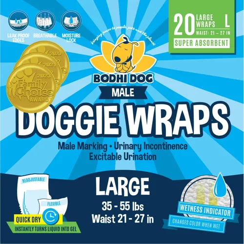 Vista 7 de Bodhi Dog Pañales desechables para perros machos, superabsorbentes, a prueba de fugas, ajuste ajustable, diseño cómodo, control avanzado de humedad