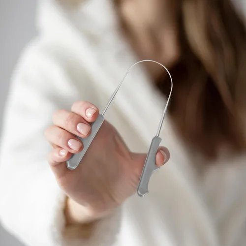 Vista 4 de Healifty Paquete de 4 raspadores de lengua con limpiador de lengua en forma de U, raspador de lengua de acero inoxidable para adultos, raspadores