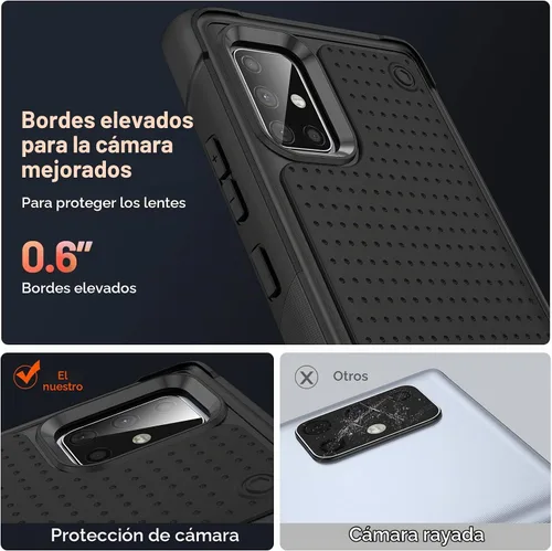 Vista 7 de Funda diseñada para Samsung Galaxy A71 5G, funda 2 en 1 regalo de grado militar, protección contra caídas, cubierta resistente de servicio pesado, a