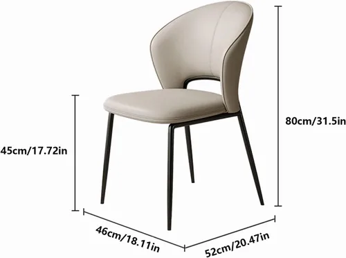 Vista 3 de sillas de comedor - Sillas de comedor tapizadas de mediados de siglo, modernas, sin brazos, de piel sintética, laterales con respaldo, cocina Beige