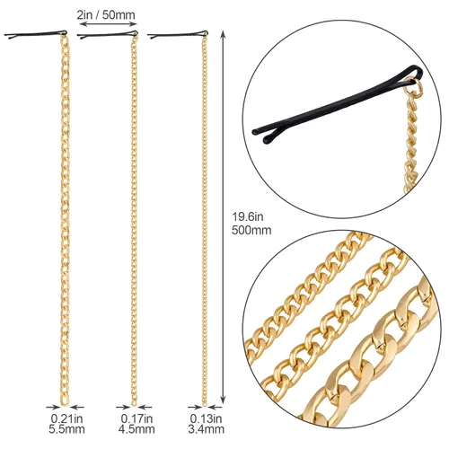 Vista 2 de PAGOW 6 cadenas para el cabello de oro punk con borlas para mujeres y niñas, accesorios de cabeza de cola de caballo con clips para discoteca