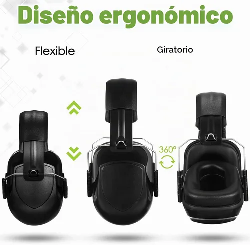 Vista 3 de Yunsailing Paquete de 4 orejeras para reducir el ruido Negro