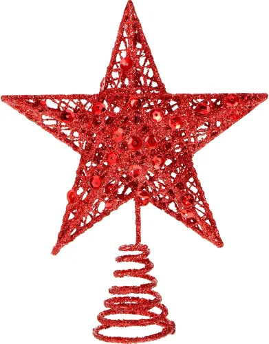 Vista 13 de Blulu Estrella de Navidad para Árbol de 6 Pulgadas, Estrella 3D de Metal con Purpurina, Decoración Hueca Pequeña para Fiestas de Navidad, Decoración