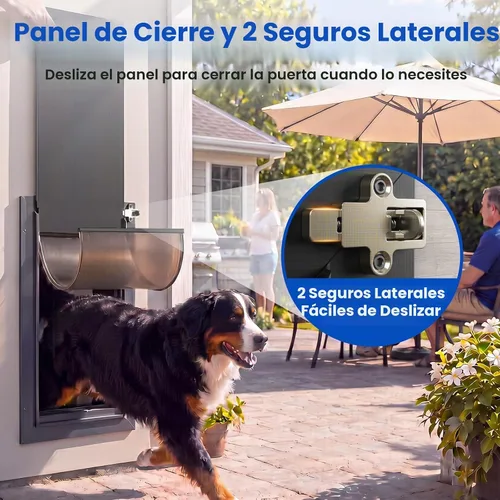Vista 4 de Puerta para perro XL para pared, puerta de perro extra grande totalmente de aluminio, puerta de servicio pesado para mascotas, fácil de instalar, 2