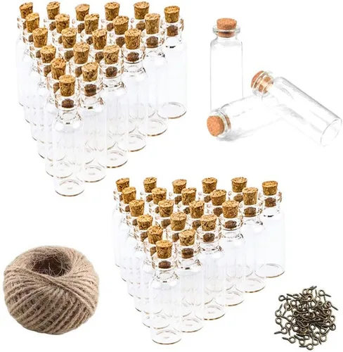 Vista 19 de 25 mini botellas de vidrio con tapas de corcho, 5 formas clásicas, pequeños frascos de vidrio, botellas de deseos, pequeños frascos decorativos