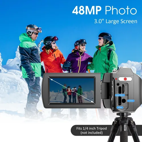 Vista 7 de Videocámara de cámara de video 4K Ultra HD, grabadora digital de 48 MP con micrófono inalámbrico Lavalier, zoom digital 18X, control remoto, tarjeta