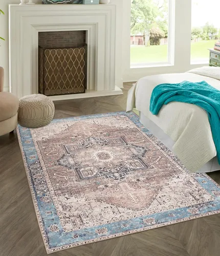 Vista 258 de GLN Rugs Traditional Collection - Alfombra de felpilla lavable a máquina, tradicional lavable, antideslizante, alfombra de felpilla de pelo corto