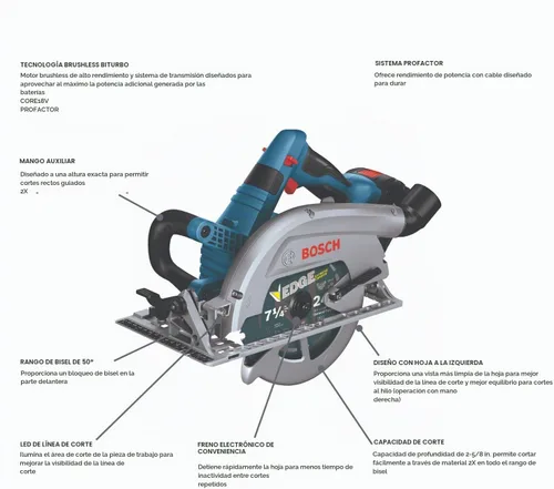 Vista 2 de Bosch GKS18V-26LB14 PROFACTOR 18V Blade-Left 7-1/4 Pulg. Kit de sierra circular con (1) batería de alto poder CORE18V 8 Ah