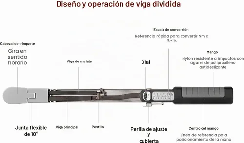 Vista 4 de TEKTON - Llave dinamométrica de 1/2 pulgada de 72 dientes con viga dividida (40-250 pies-libras) TRQ62203