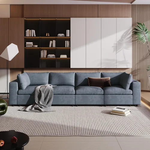 Vista 3 de JUSTONE Sofá modular modular para sala de estar, muebles modernos y versátiles con puertos de carga USB, altavoz Bluetooth integrado en el brazo