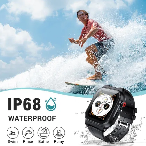 Vista 7 de Funda impermeable para Apple Watch Series 8/7 de 1.61 pulgadas, funda clásica impermeable compatible con Apple Watch de 1.61 pulgadas, correas
