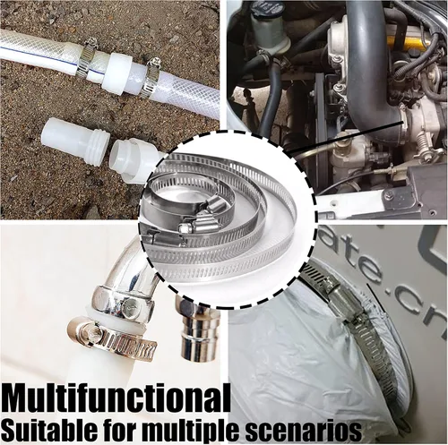 Vista 6 de Kit de abrazaderas de manguera de acero inoxidable 304 para bricolaje, correa de metal cortada a medida de 66 pies + 50 sujetadores, abrazaderas