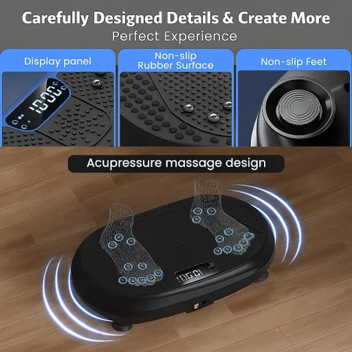 Vista 9 de Vibration Plate Exercise Machine, Vibrating Fitness Platform for Lymphatic Drainage, Full Body Shaker Workout Equipment, Bluetooth Power Shaping