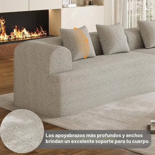 Vista 7 de Sofá seccional de gran tamaño de 147" para sala de estar, sofá moderno de lujo de chenilla suave de 4 plazas extra profundo y ancho con asiento