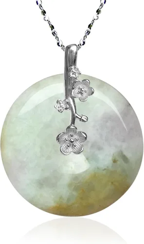Vista 34 de Dahlia Collar eterno de jade en forma de círculo, jadeíta de grado A certificada de Birmania auténtica para la paz
