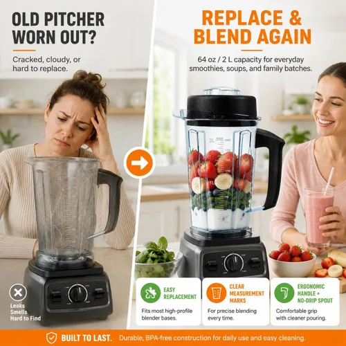 Vista 8 de Para jarra de licuadora Vitamix 64oz, piezas de repuesto para Vitamix 5200 5000 6500 7500 750 Classic Explorian Vita-Prep vm0101 vm0102 vm0103