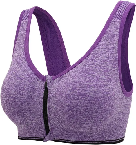 Vista 23 de Brasier deportivo o para yoga con cierre frontal de ganchos y cremallera para mujer