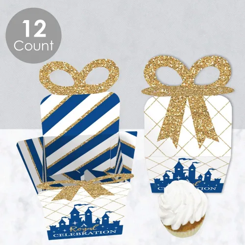 Vista 3 de Big Dot of Happiness Royal Prince Charming – Cajas de regalo cuadradas – Cajas de lazo para baby shower o fiesta de cumpleaños – Juego de 12