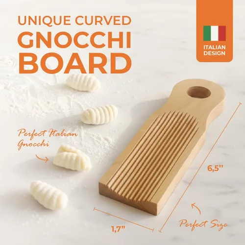 Vista 2 de KneadEat Único tablero de ñoquis curvado, diseño curvado único para hacer pasta italiana de ñoquis. Crestas perfectas que forman las ranuras