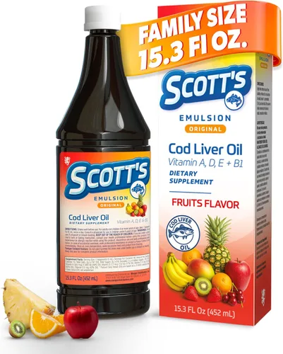 Vista 20 de SCOTT'S EMULSION Aceite de hígado de bacalao líquido para niños, sabor a cereza, apoya el crecimiento, la inmunidad y la salud ósea, rico en omega 3