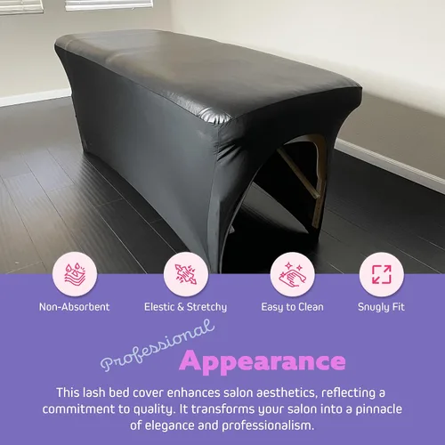 Vista 2 de Funda de cama de pestañas, cubierta impermeable de cuero artificial para mesa de masaje, protector de cera ajustable para cama de esteticista