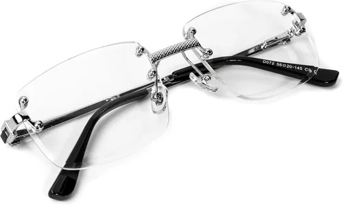 Vista 4 de Lentes de moda estilo hip hop vintage retro transparente para hombre con marco plateado