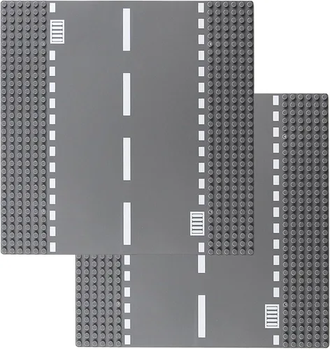 Vista 5 de Kit de bloques de construcción clásicos de carretera City Street Curve Road de 10 x 10 pulgadas, placa base de ciudad para ladrillos