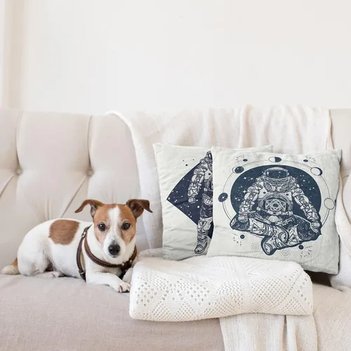 Vista 4 de Ambesonne Outer Space - Juego de 2 fundas de almohada decorativas para sofá, dormitorio, sala de estar, 16 pulgadas, astronauta abstractos