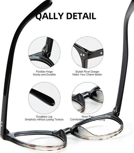 Vista 5 de Gafas redondas de bloqueo de luz azul para mujer, antifatiga ocular, lentes transparentes para computadora con filtro de luz UV Gradiente negro/rosa