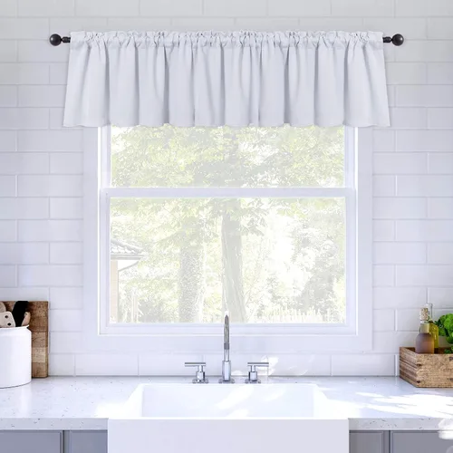 Vista 20 de MIULEE Cenefa opaca con bolsillo para cortinero, con aislamiento térmico, cortina corta para ventana pequeña y dormitorio, 42 x 18 pulgadas, 1 Beige