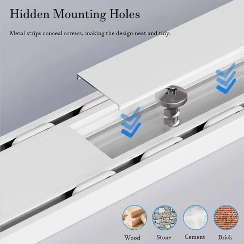 Vista 3 de Ceiling Curtain Track, Double Row Curtain Track Ceiling Mounted 3.94FT 6.89FT 5.58FT 9.84FT 13.12FT Sliding Rails for Curtains Room Divider for