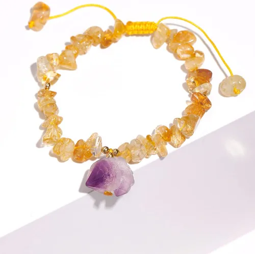Vista 4 de Jewever Chip Reiki - Pulsera de cristal de cuarzo rosa con amatista cruda para mujer, cristales curativos y piedras preciosas para yoga, meditación