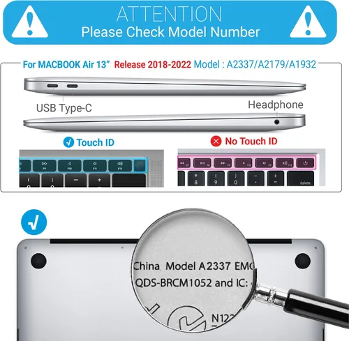 Vista 2 de IBENZER MAD-T13BKMB - Funda compatible con MacBook Air de 13 pulgadas 2022 2021 2020 M1 A2337 A2179 A1932, carcasa rígida de plástico para Mac Air