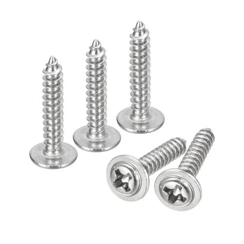 Vista 39 de uxcell ST3x6mm Phillips Pan Head Tornillo Autorroscante con Arandela, 100 piezas - Tornillo de madera de acero inoxidable 304 rosca completa (plata)
