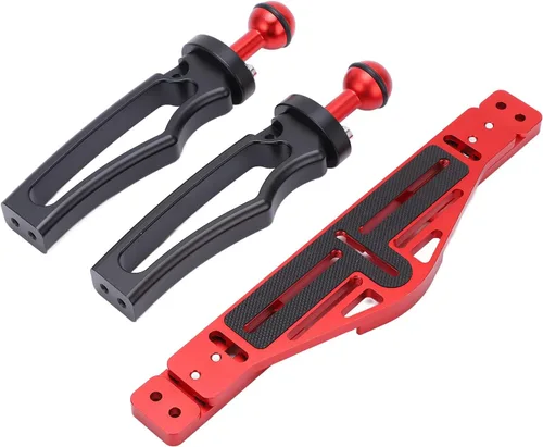 Vista 9 de Estabilizador de bandeja de doble asa para cámara DSLR, soporte de aluminio para buceo, carcasa de cámara subacuática, soporte de bandeja