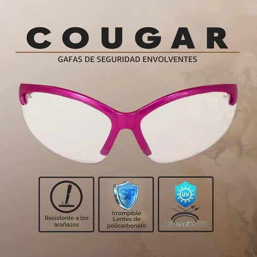 Vista 2 de Global Vision Gafas de seguridad Cougar con montura rosa Transparente