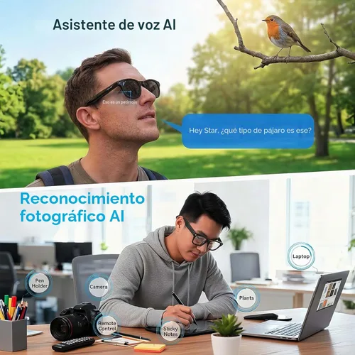 Vista 4 de AI Smart Glasses with Camera, 4K HD Video Recording Sunglasses