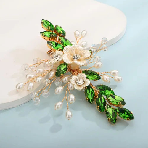 Vista 15 de Teyglen Pinza para el pelo de novia de cristal con diamantes de imitación, perlas hechas a mano, accesorios para el cabello de boda, accesorios