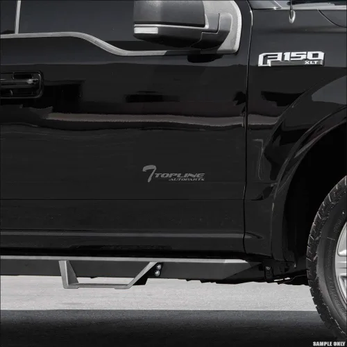 Vista 8 de Estribos de riel Nerf de color negro mate, modulares, con escalón caído, compatible con 05-21 Frontier / 09-12 Suzuki Equator Crew Cab