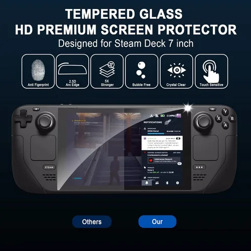 Vista 3 de PonKet 3-Pack Steam Deck Screen Protector 7 Inch HD 9H Clear Anti-Scratch Transparent Tempered Glass Screen Protector Compatible with Steam Deck New
