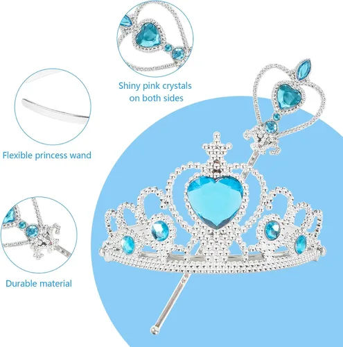 Vista 3 de Princess Dress Up Accessories Princess Wands and Crowns for Little Girls Tiara Wand Set Party Supplies