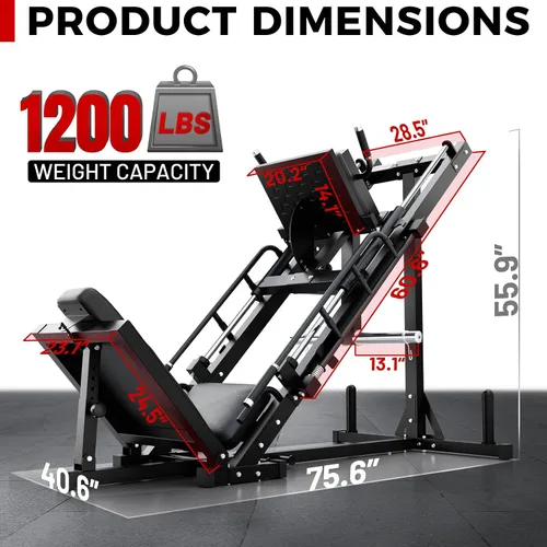 Vista 2 de RitFit Máquina de sentadillas para prensa de piernas, máquina profesional de prensa de piernas ajustable para gimnasio en casa con rodamiento