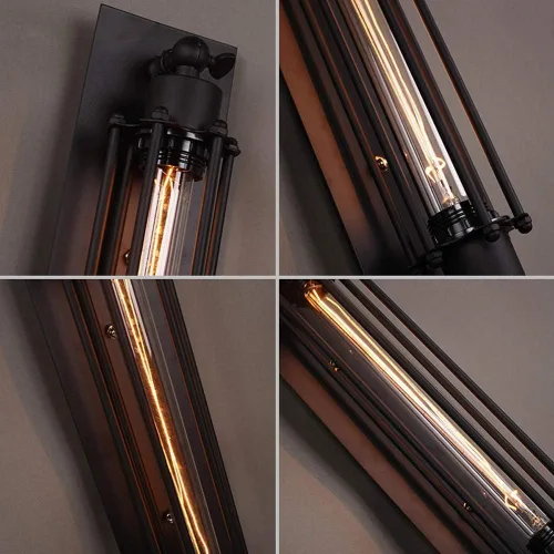 Vista 4 de Luces de pared industriales de metal negro vintage hierro luz de lavado geométrico retro accesorio de iluminación para almacén porche entrada