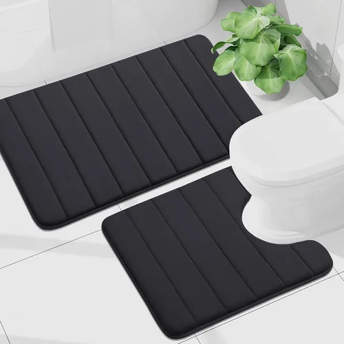 Vista 58 de Buganda Juego de 2 alfombras y tapetes de baño de espuma viscoelástica, lavables a máquina, suaves, antideslizantes, absorbentes, para baño, ducha