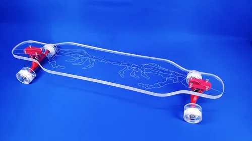 Vista 3 de GHOST BOARDS Clear Longboard Skateboard - Transparent Acrylic Long Boards with Light-Up LED Wheels for Smooth Rides - Ride The Streets in Style with