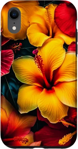 Vista 25 de Hawaiian Tropical Yellow Red Hibiscus Plumeria Case for iPhone 17