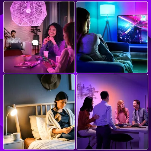 Vista 6 de Bombilla inteligente A19, 9 W, 900 lúmenes, RGB+CCT, 16 millones de colores vibrantes para bricolaje, sincronización de música a través de Tuya